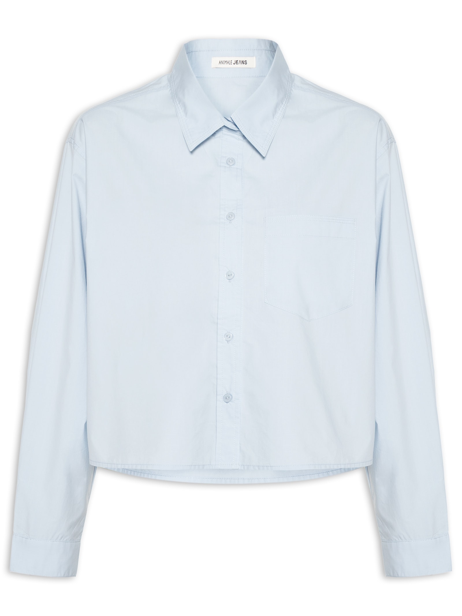 Camisa Feminina Com Bolso Azul Animale Jeans