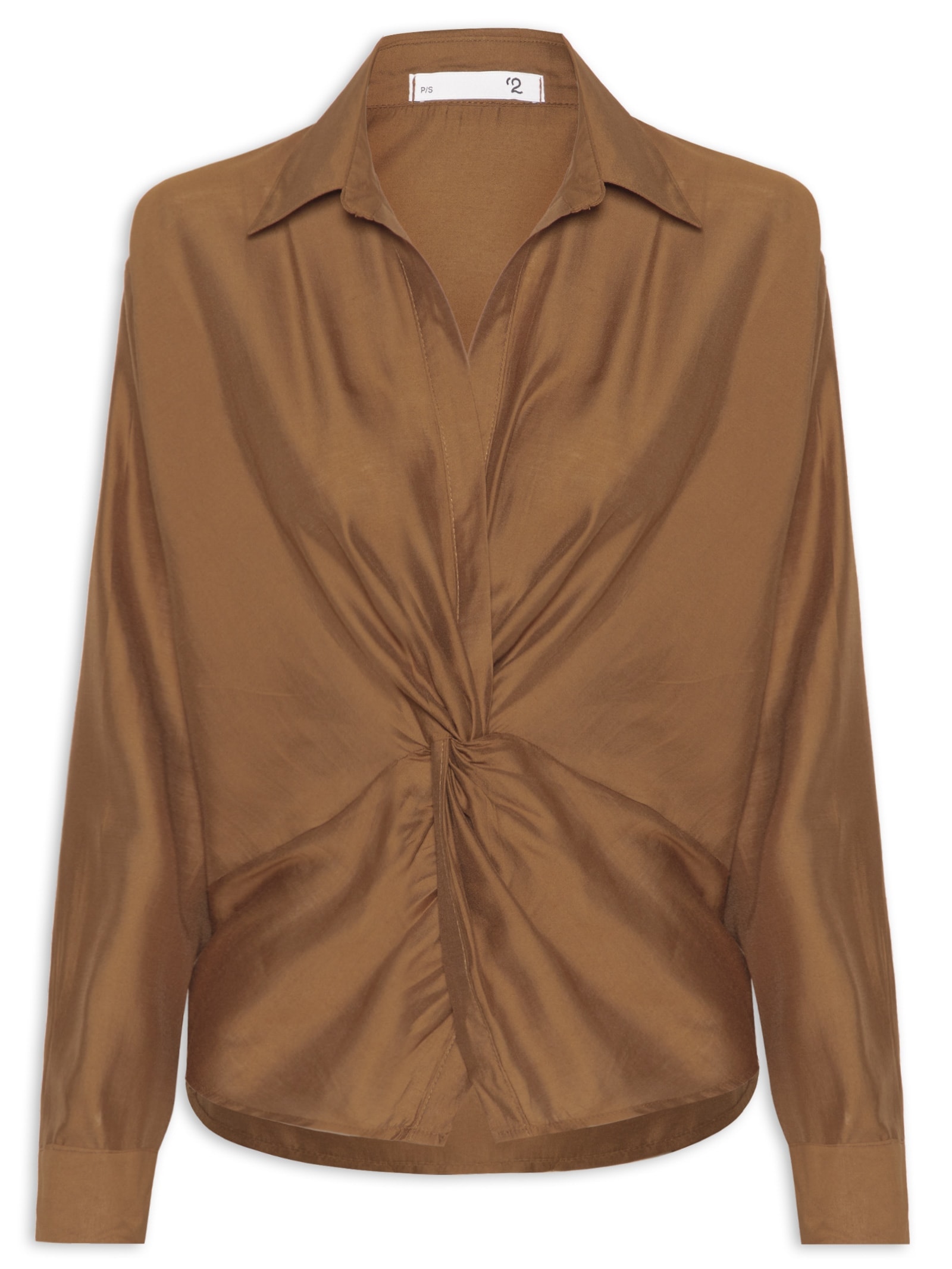 Camisa Feminina Com Transpasse Marrom '2Essential