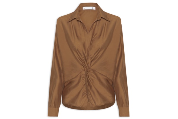 Camisa Feminina Com Transpasse - Marrom