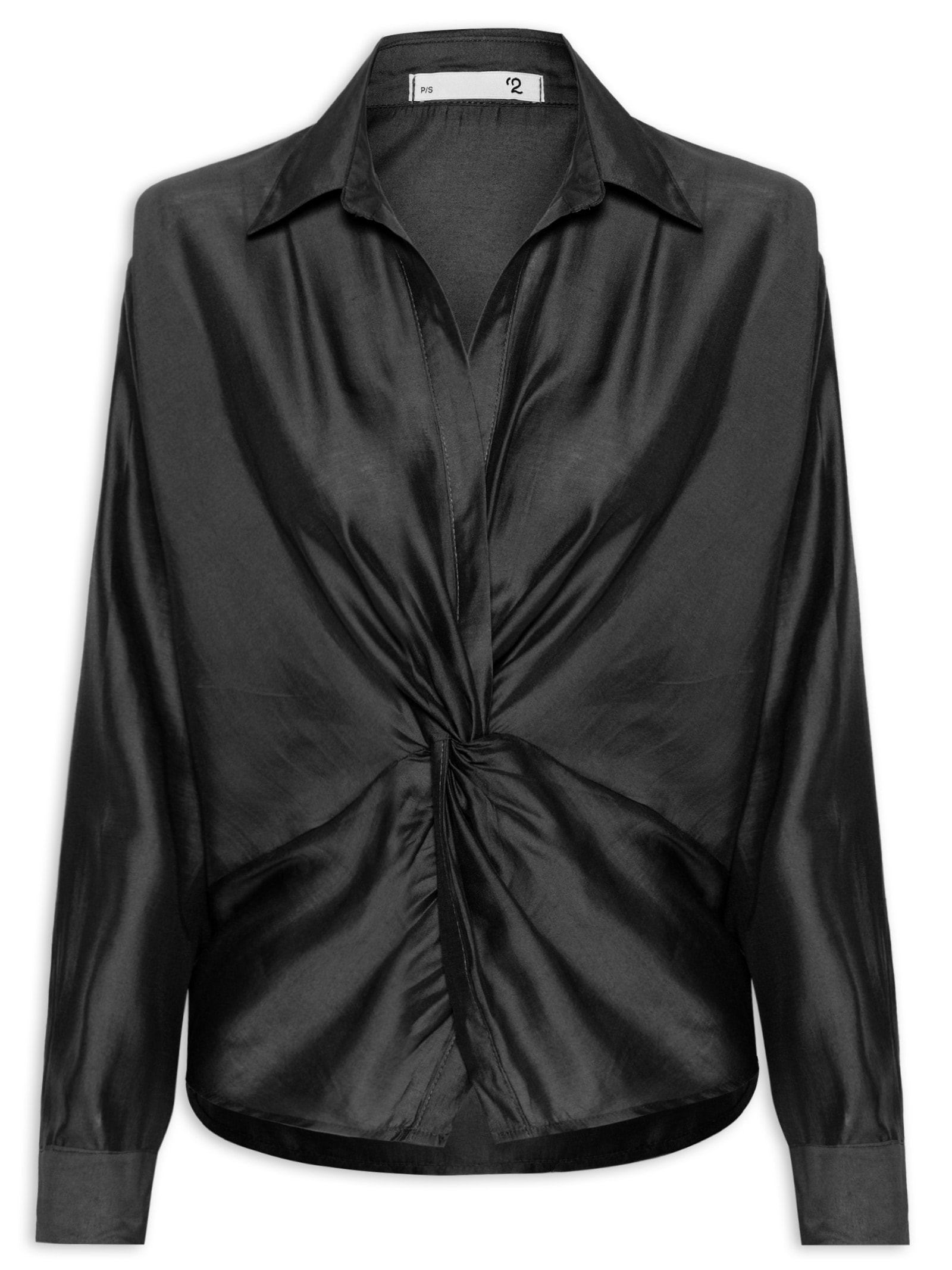 Camisa Feminina Com Transpasse Preto '2Essential