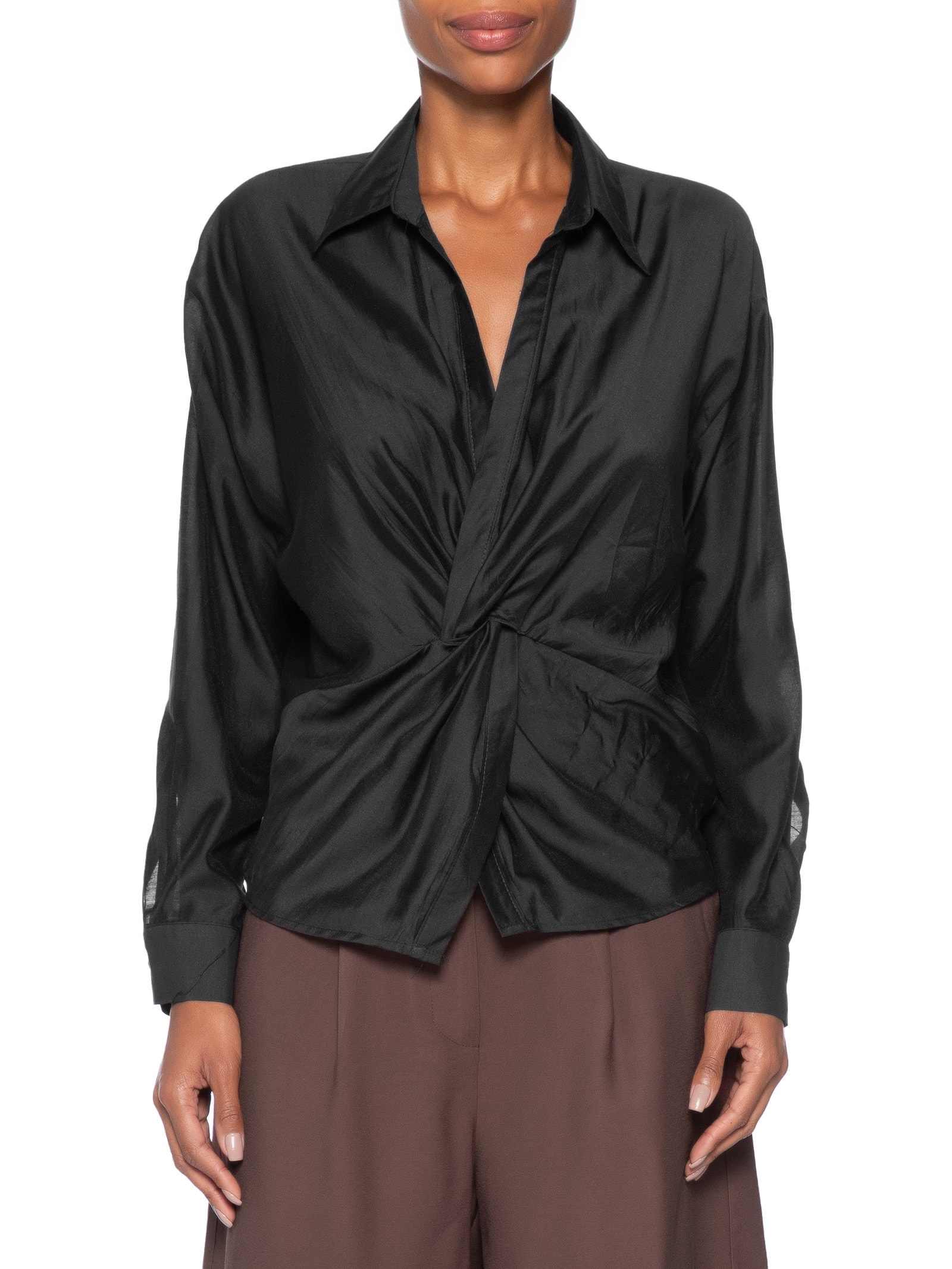 Camisa Feminina Com Transpasse Preto '2Essential