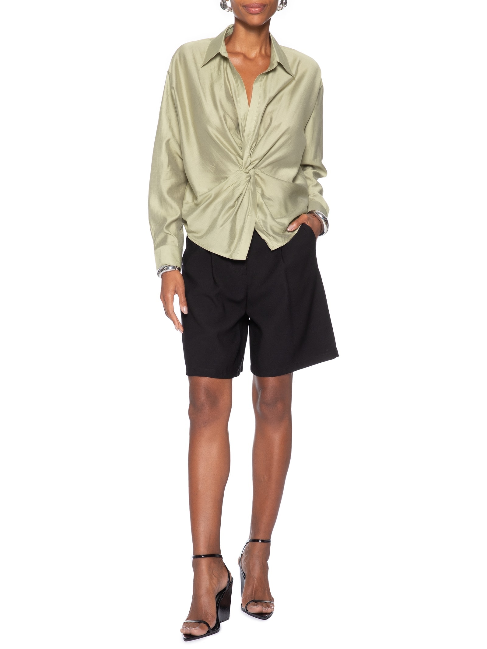 Camisa Feminina Com Transpasse Verde '2Essential