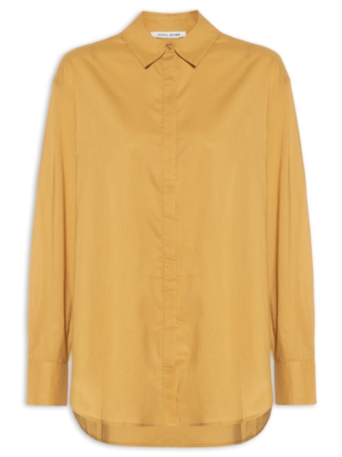 Camisa Feminina Cotton Lisa Alongada – Marrom