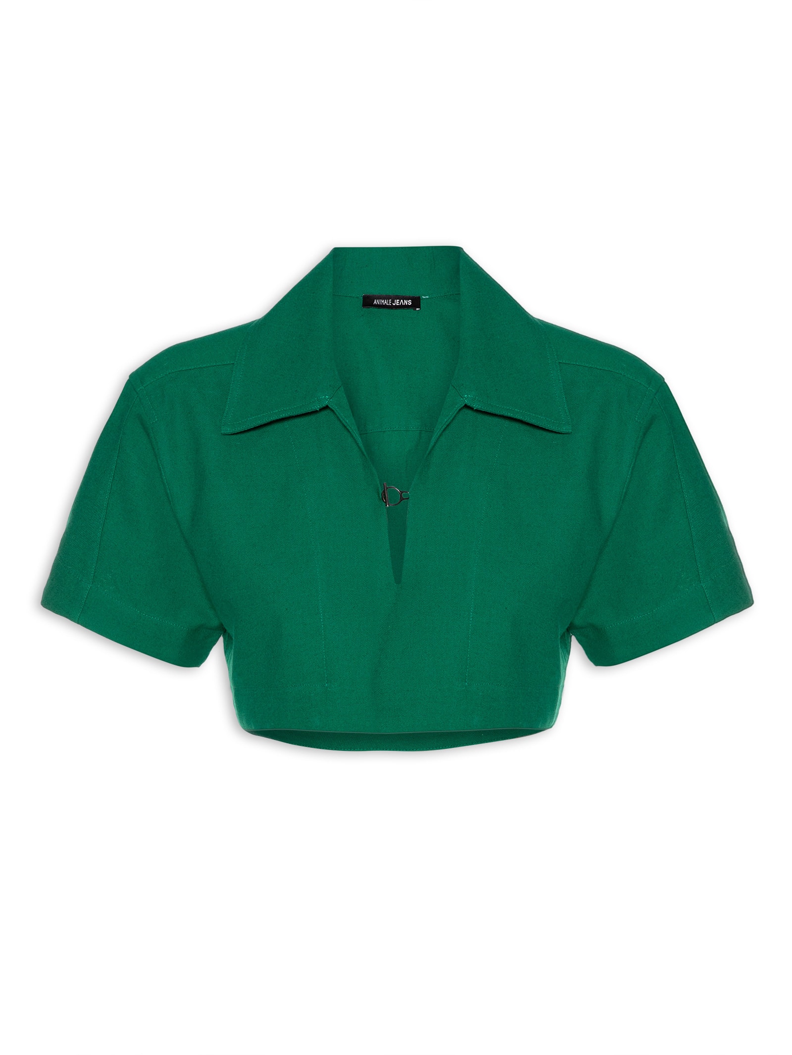 Camisa Feminina Cotton Organic Cropped Verde Animale Jeans