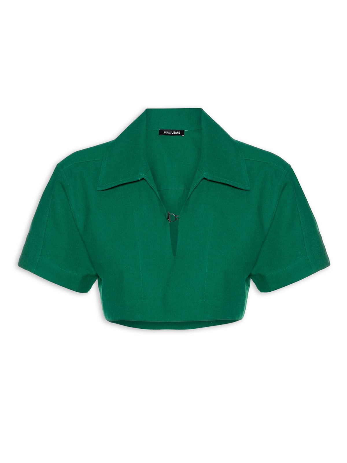 Vista 2 Camisa Feminina Cotton Organic Cropped VERDE VERDE