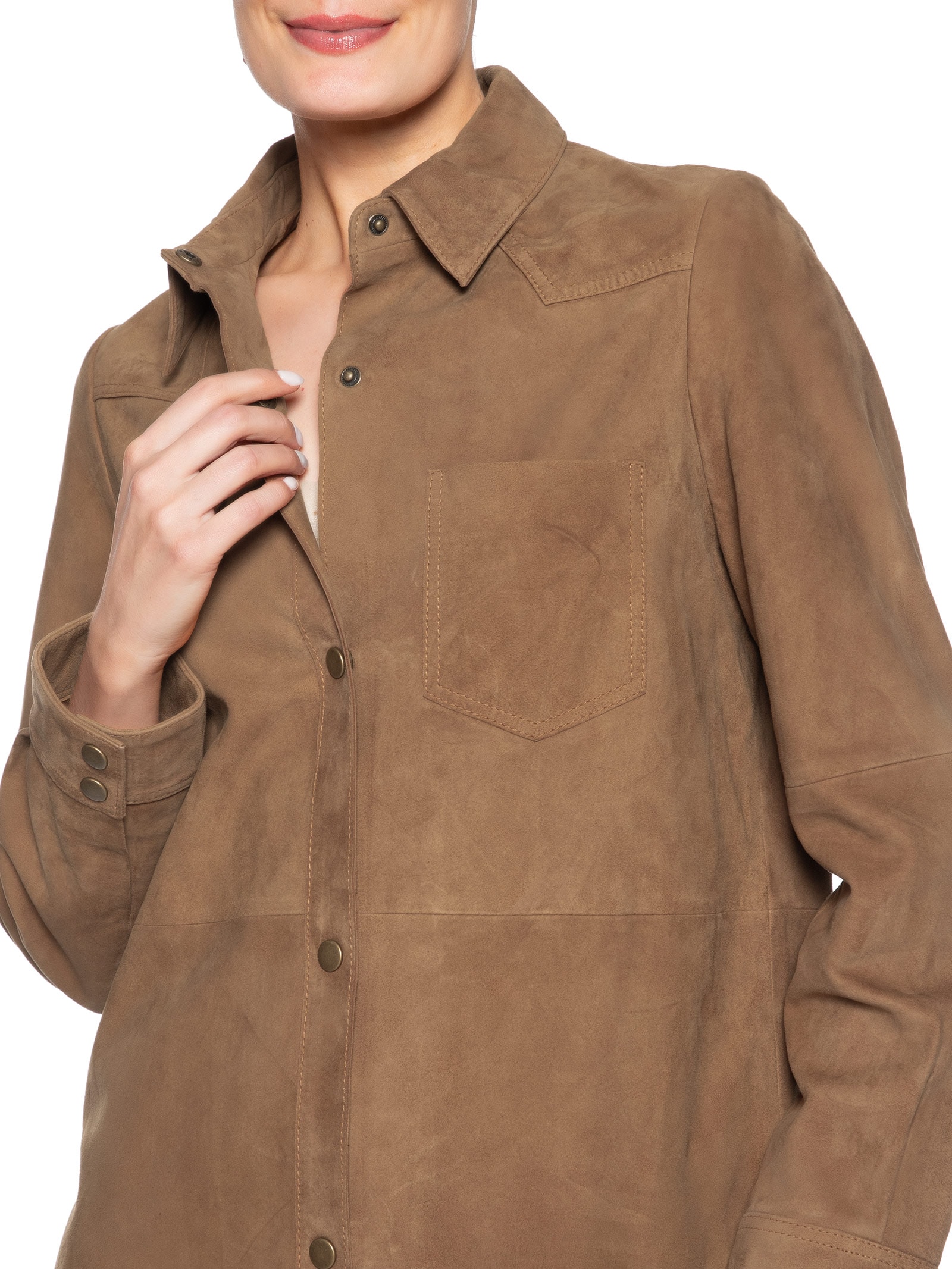 Camisa Feminina Couro Marrom Maria Filó