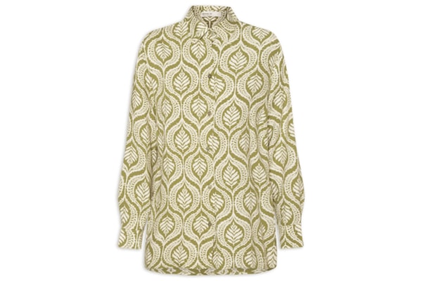 Camisa Feminina Crepe Estampa Jardim - Verde