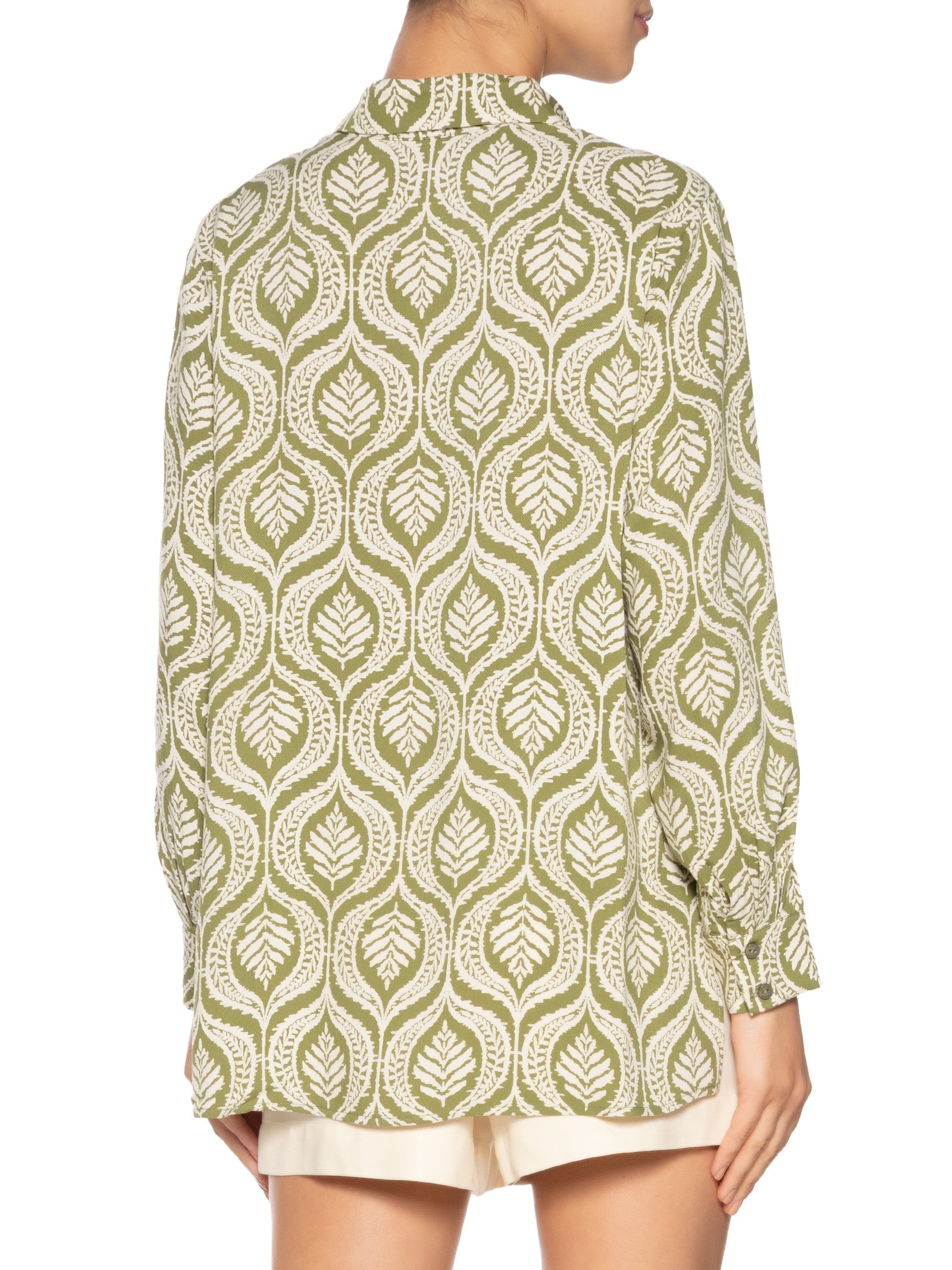 Camisa Feminina Crepe Estampa Jardim Verde Dress To