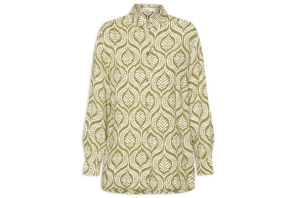 Camisa Feminina Crepe Estampa Jardim - Verde