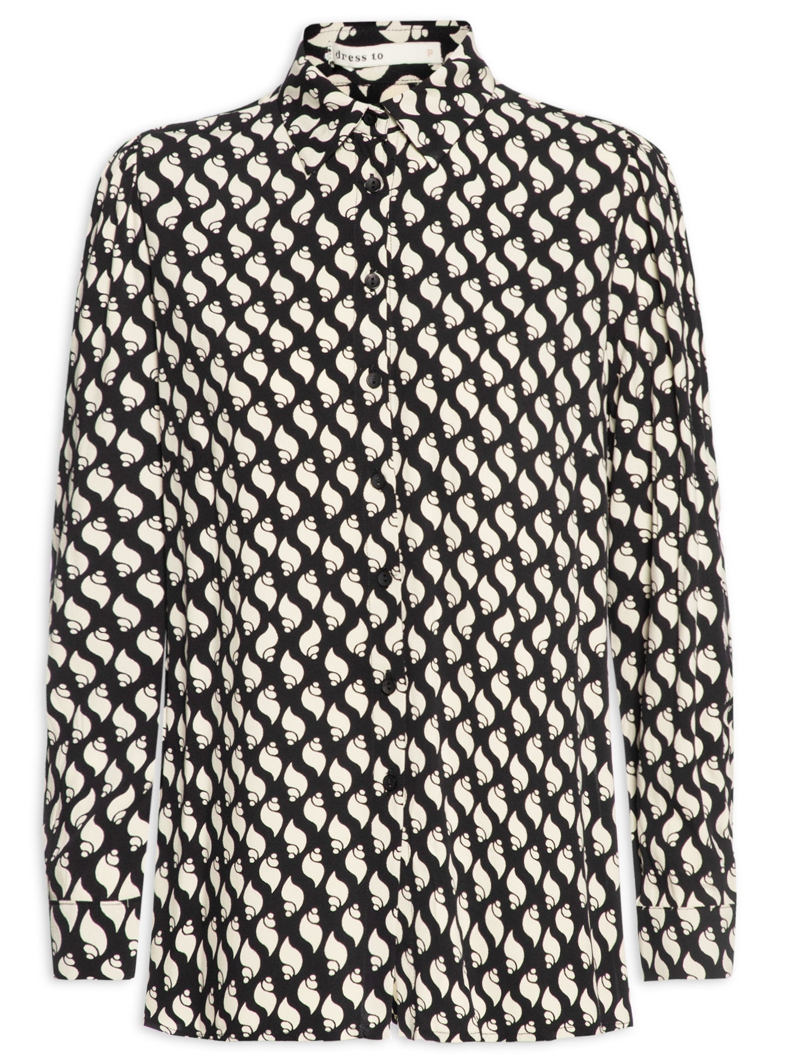 Camisa Feminina Crepe Estampa Litorânea Preto  Dress To