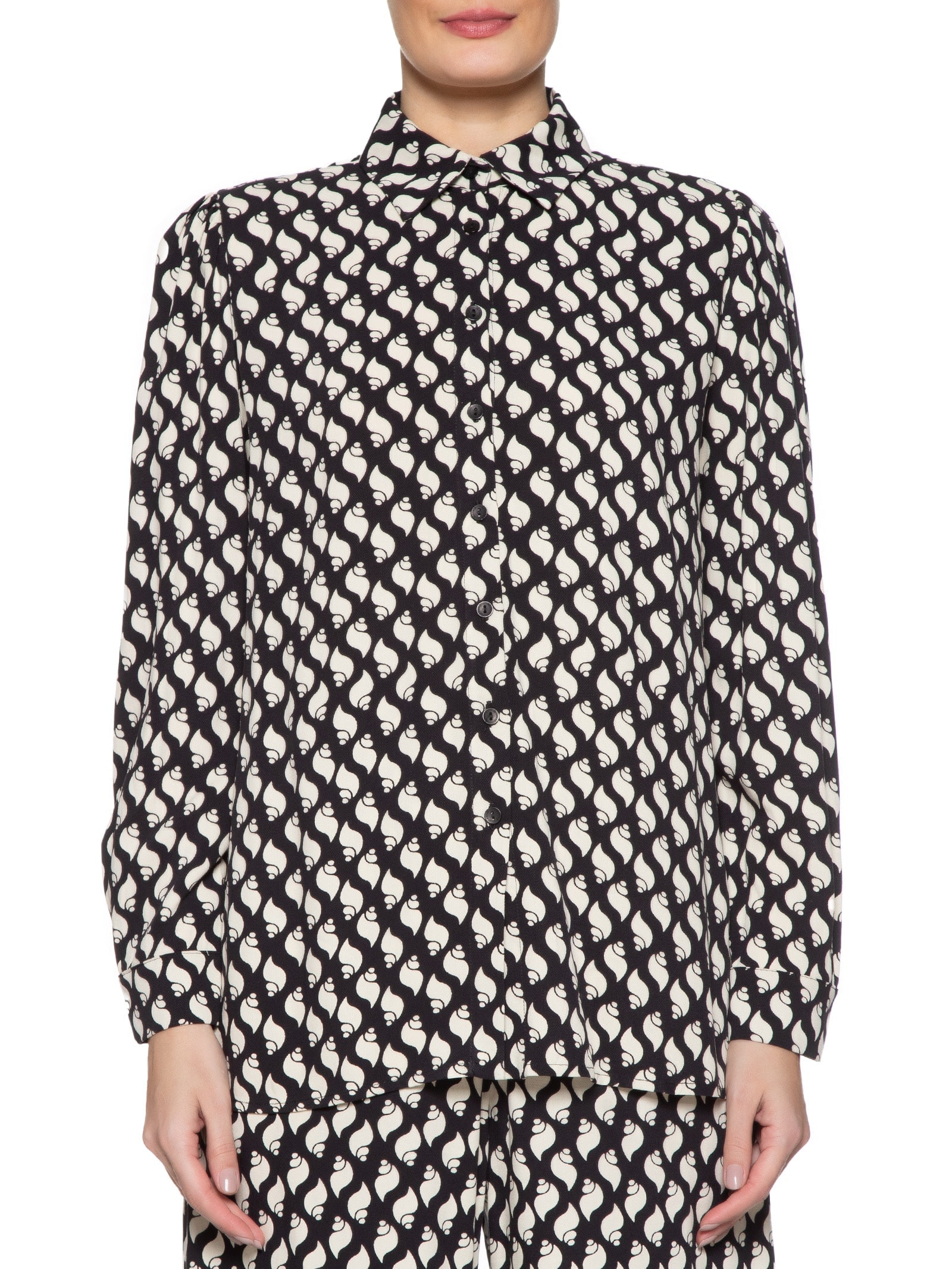 Camisa Feminina Crepe Estampa Litorânea Preto  Dress To