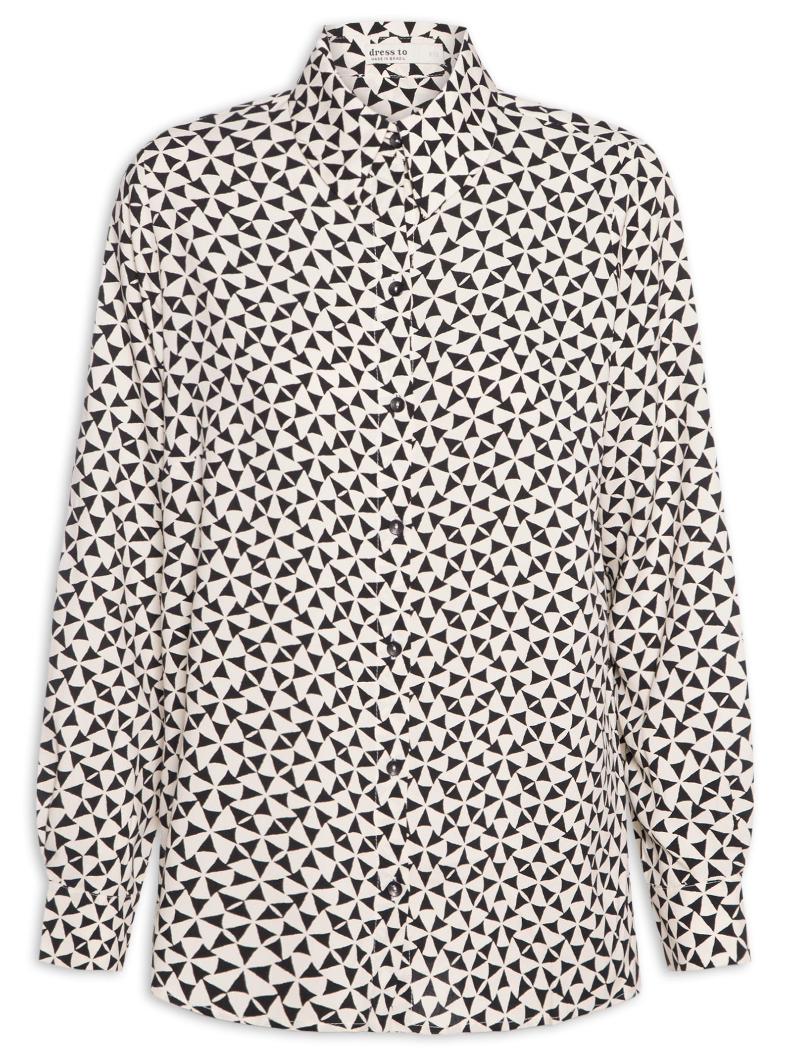 Camisa Feminina Crepe Estampa Vento Preto Dress To