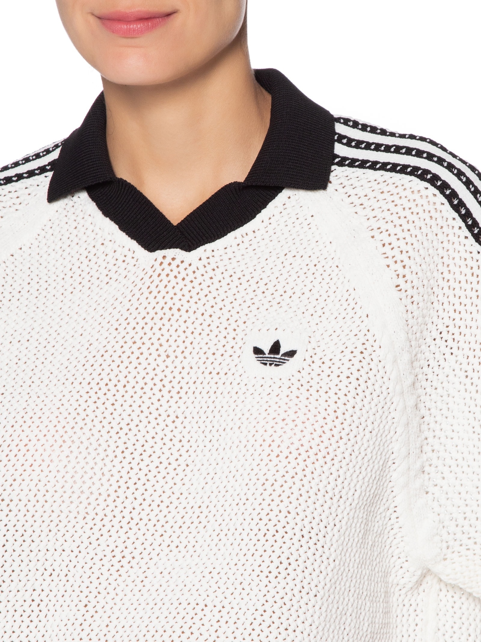 Camisa Feminina Crochet Polo Branco Adidas Originals