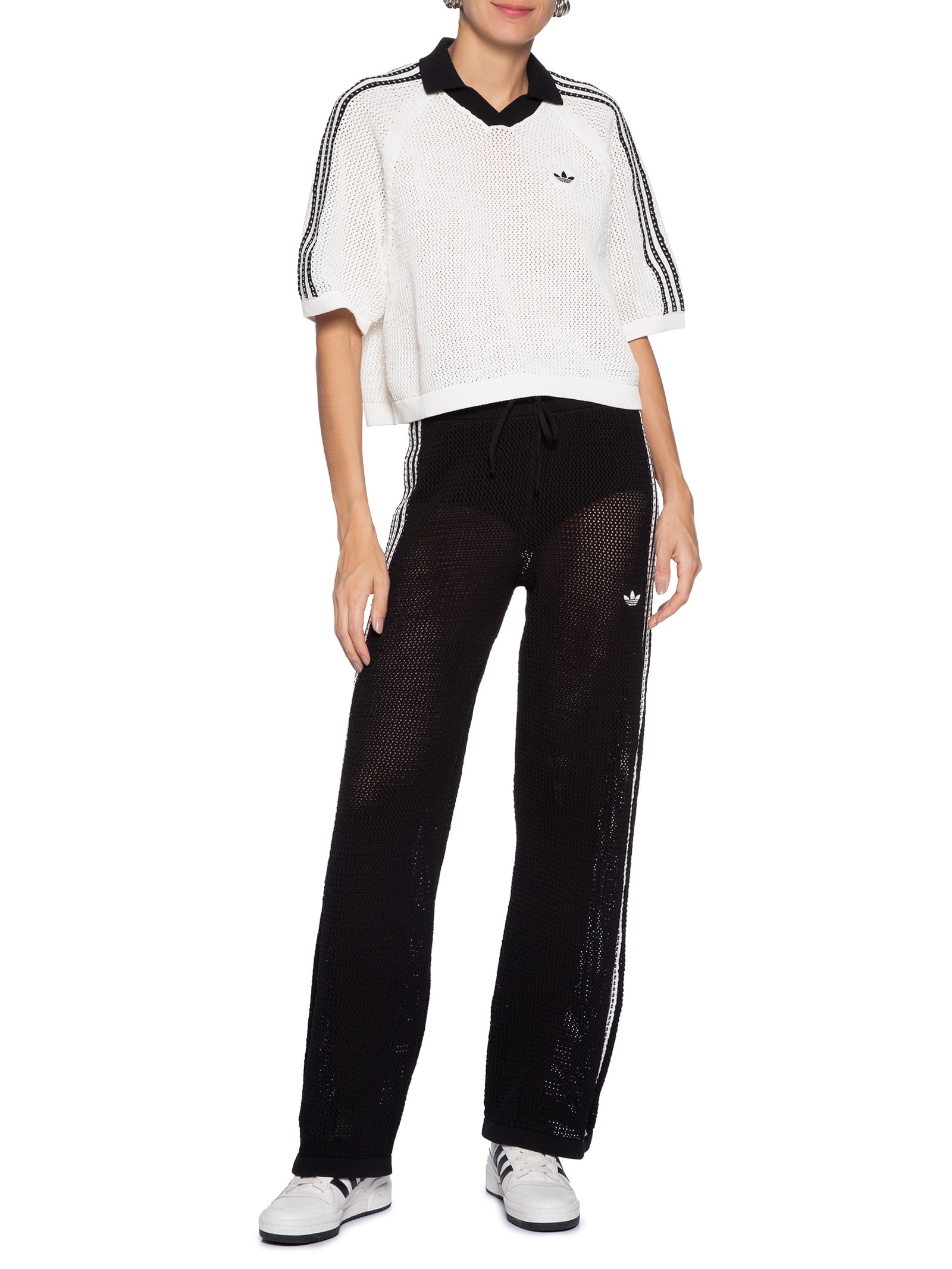 Camisa Feminina Crochet Polo Branco Adidas Originals