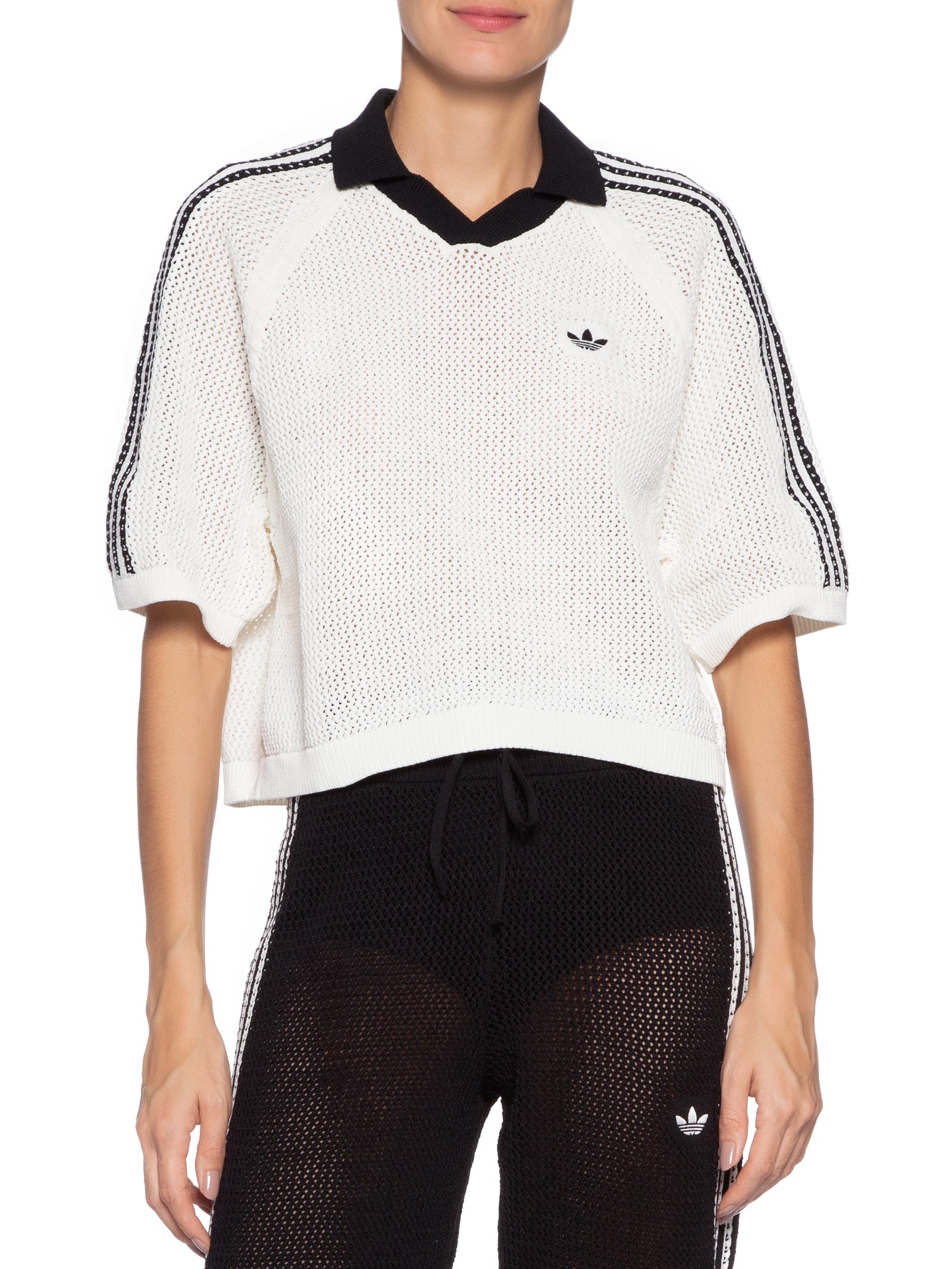 Camisa Feminina Crochet Polo Branco Adidas Originals