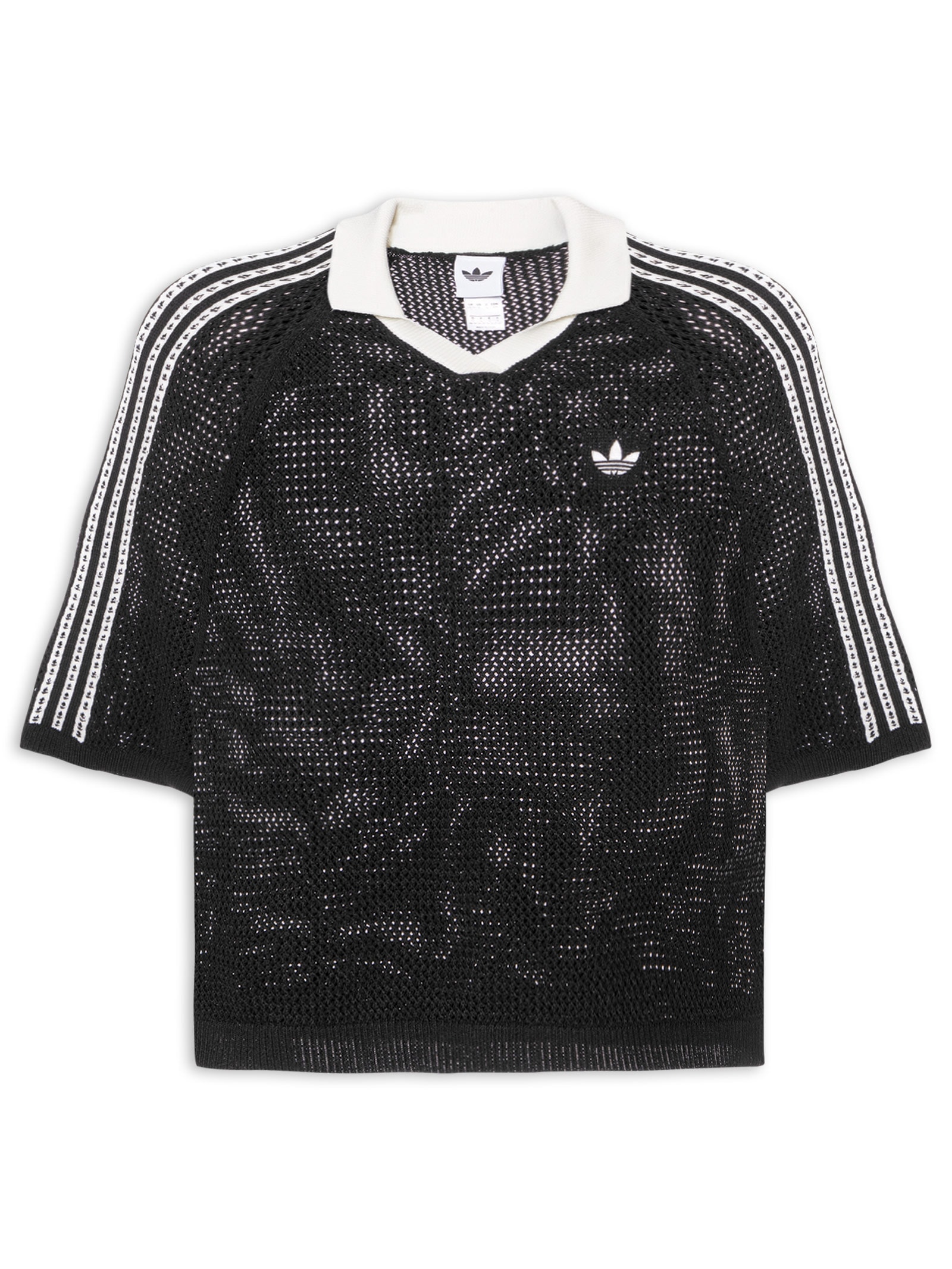 Camisa Feminina Crochet Polo Preto Adidas Originals
