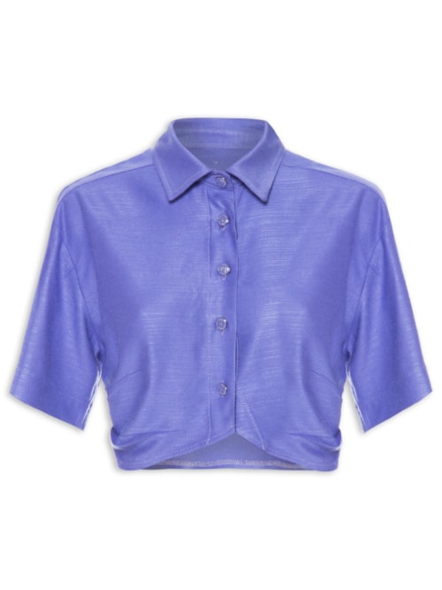 Camisa Feminina Cropped – Azul
