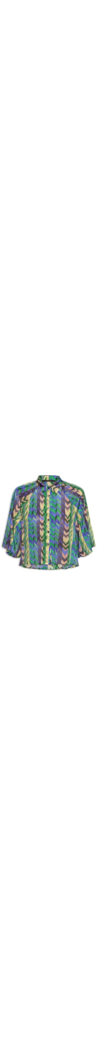Camisa Feminina Cropped Chevron Colagem - Verde