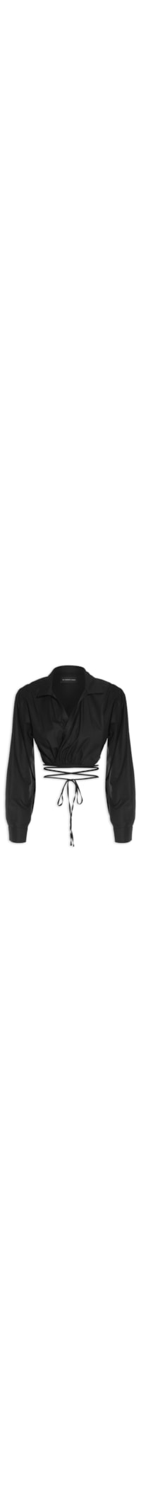 Camisa Feminina Cropped Com Transpasse - Preto