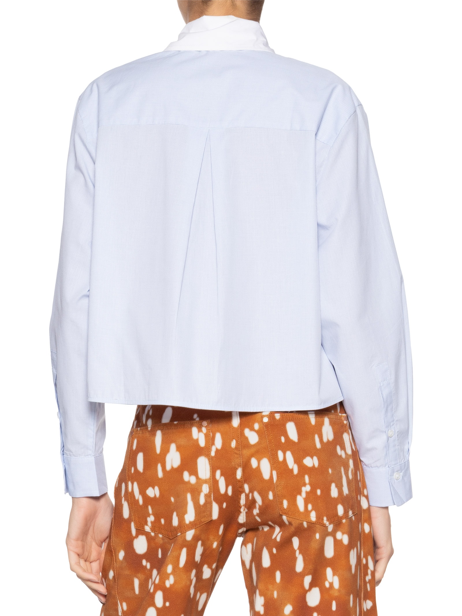 Camisa Feminina Cropped De Tricoline Vichy Azul Animale