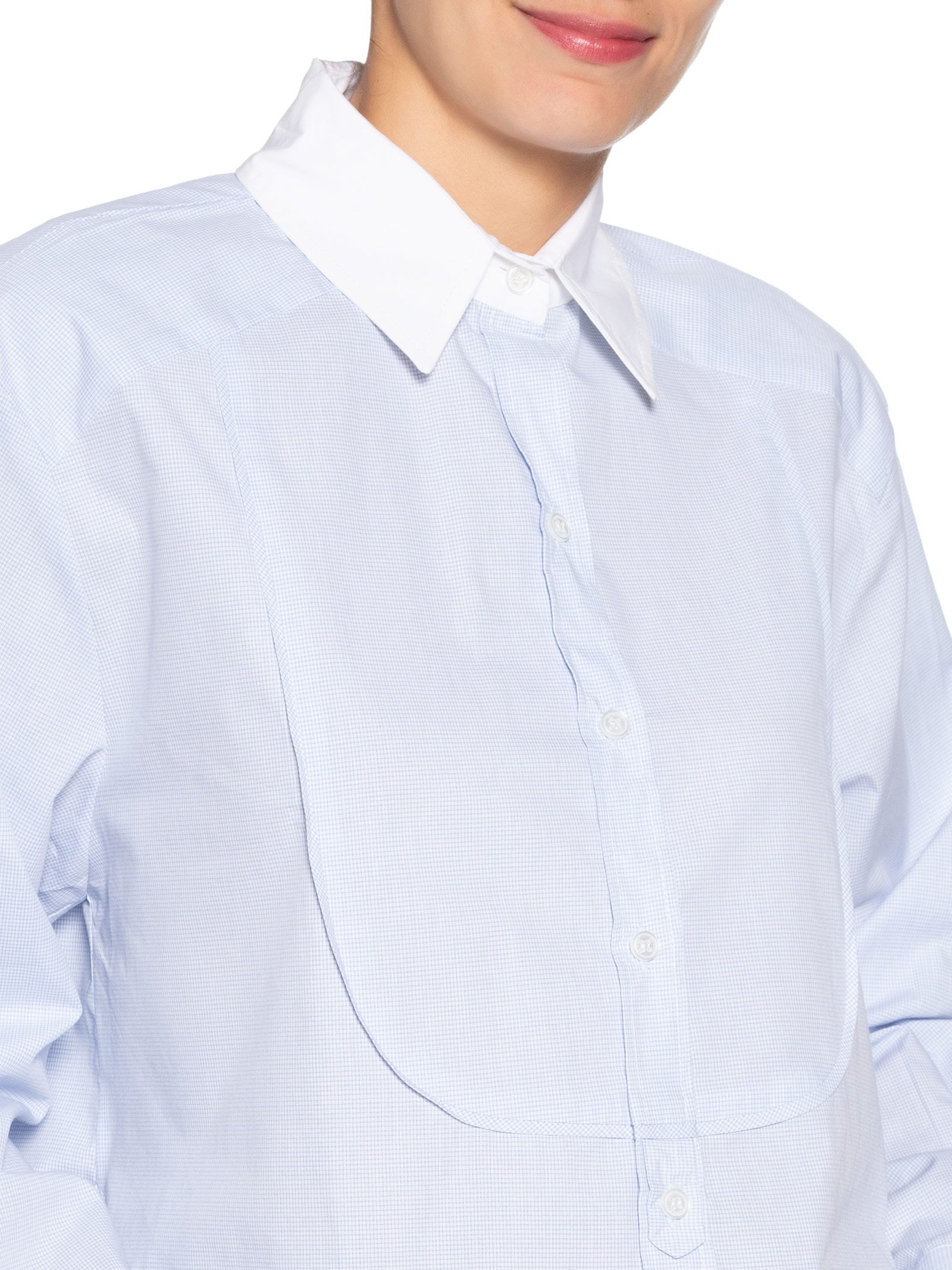 Camisa Feminina Cropped De Tricoline Vichy Azul Animale
