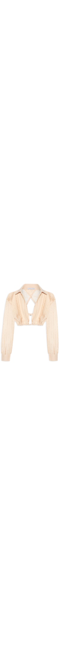 Camisa Feminina Cropped Em Laise - Bege