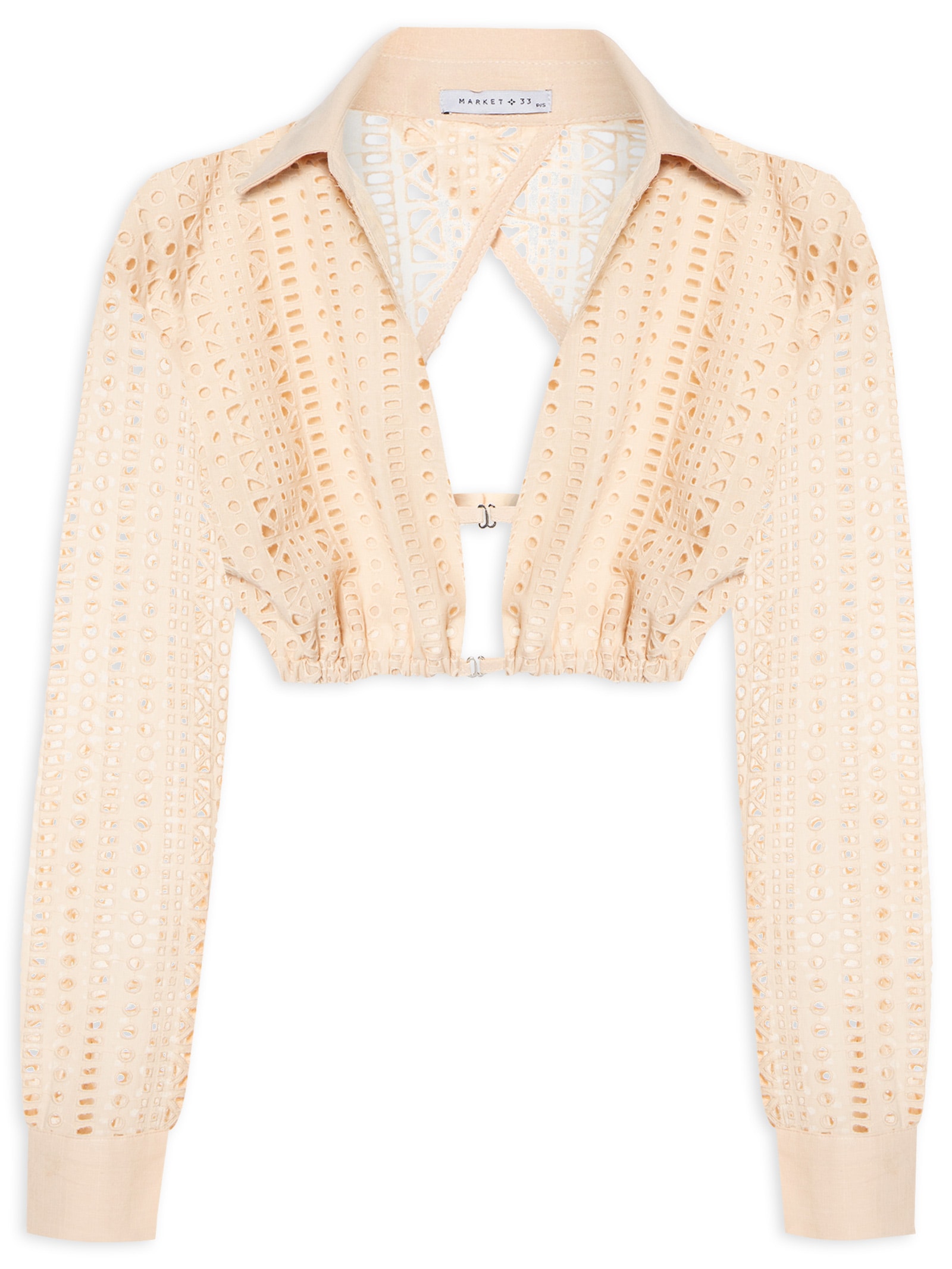 Camisa Feminina Cropped Em Laise Bege Market 33