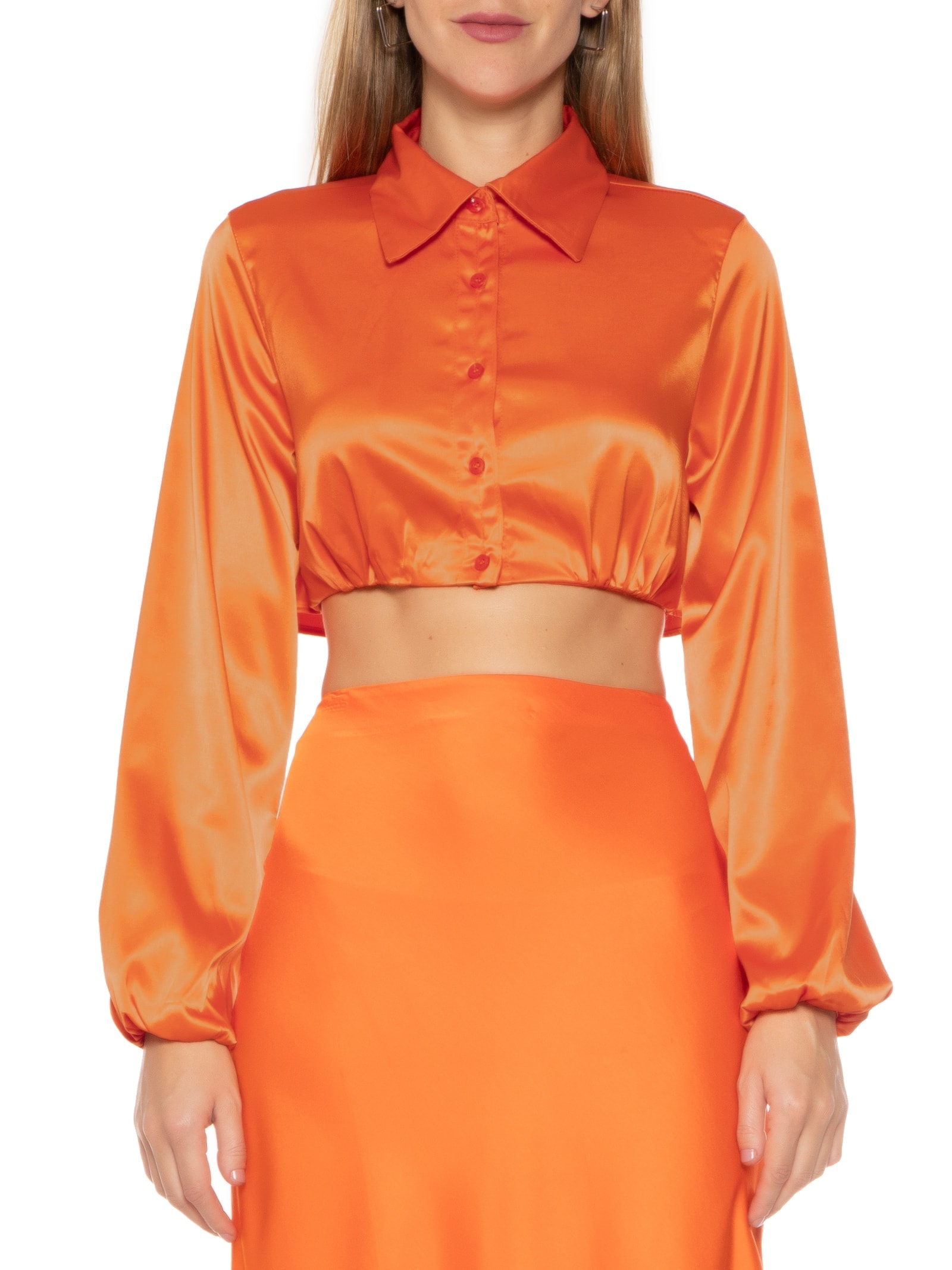 Camisa Feminina Cropped Laranja Colcci