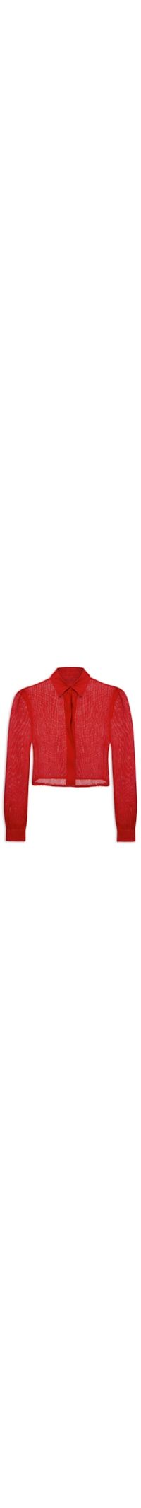 Camisa Feminina Cropped Linho Reciclado - Vermelho