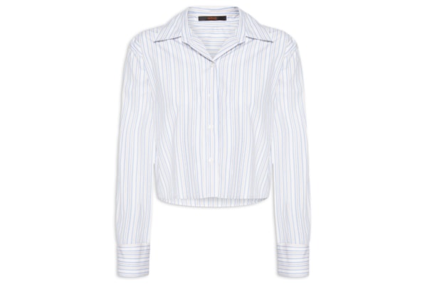 Camisa Feminina Cropped Listra - Azul