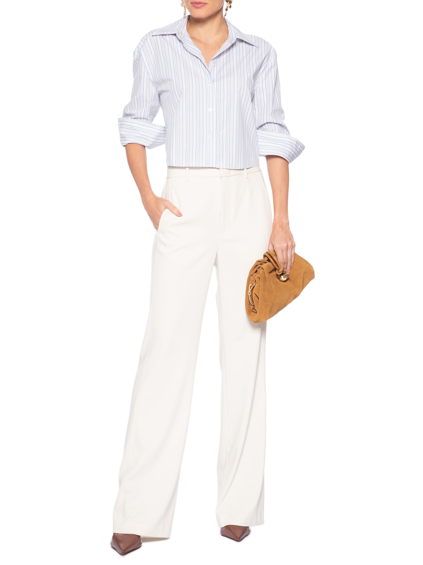 Camisa Feminina Cropped Listra Azul Animale