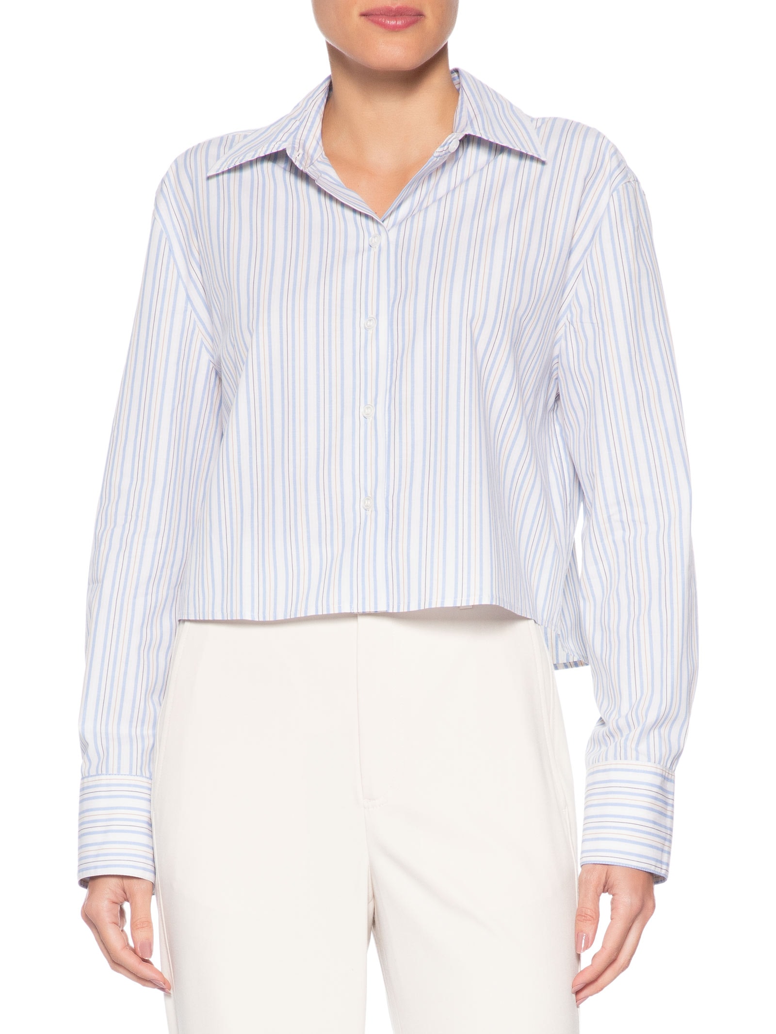 Camisa Feminina Cropped Listra Azul Animale