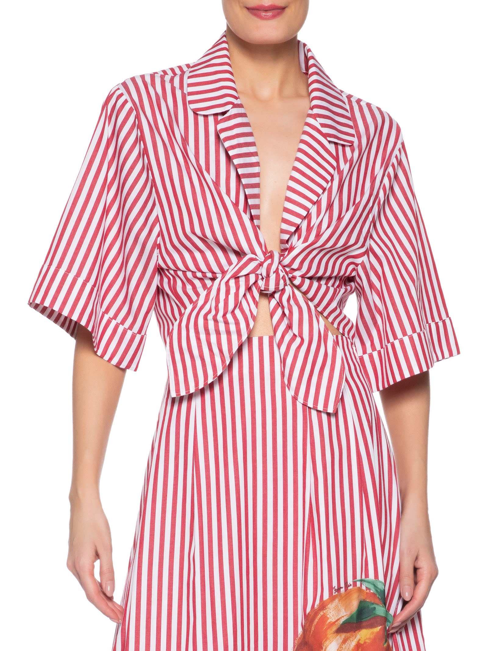 Camisa Feminina Cropped Listrada Rosa Farm