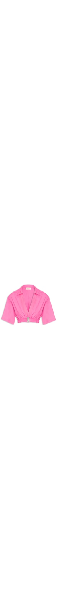 Camisa Feminina Cropped Manga Curta - Rosa