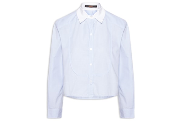 Camisa Feminina Cropped Mini Vichy - Azul