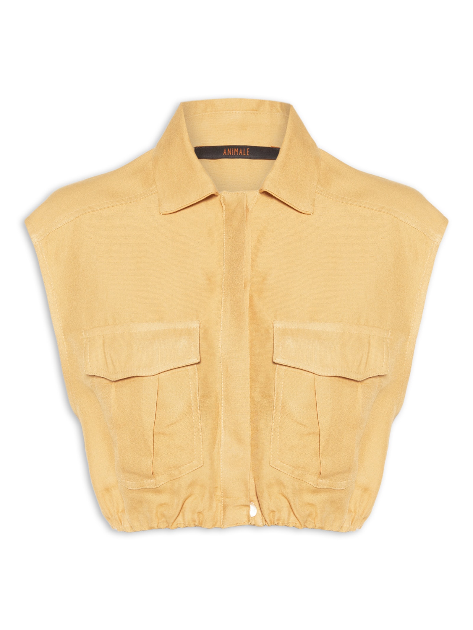 Camisa Feminina Cropped Pate Coberta Off  Bege Animale