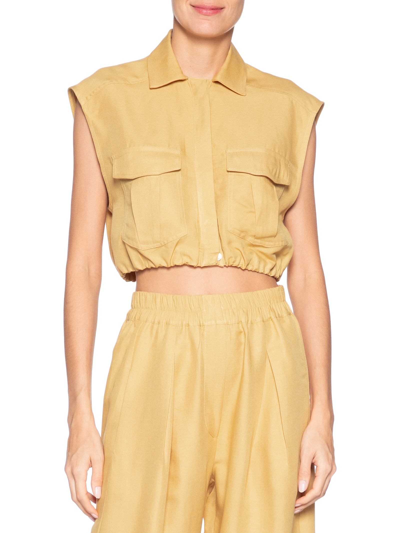 Camisa Feminina Cropped Pate Coberta Off  Bege Animale