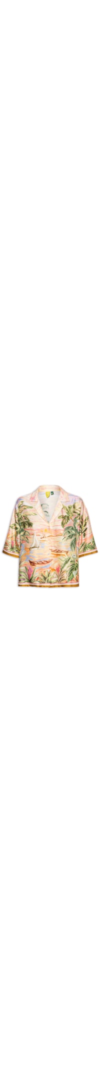 Camisa Feminina Cropped Pintura Tropical - Laranja