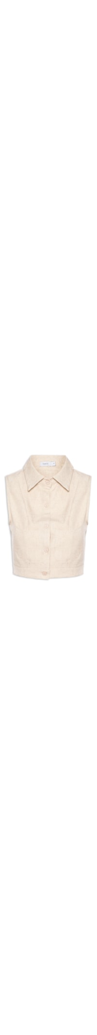 Camisa Feminina Cropped Sem Manga - Bege