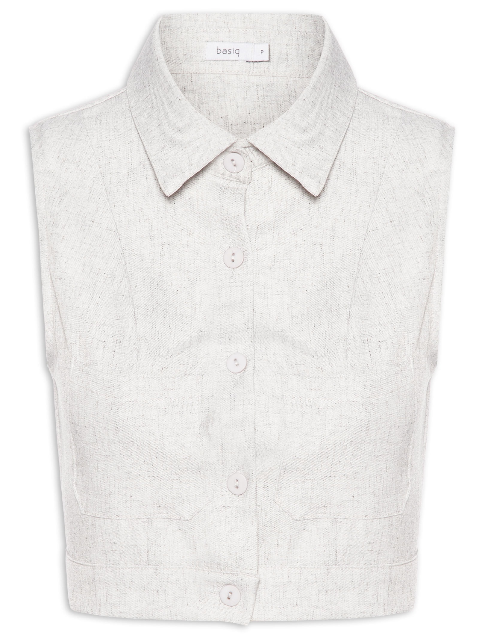 Camisa Feminina Cropped Sem Manga Cinza Basiq