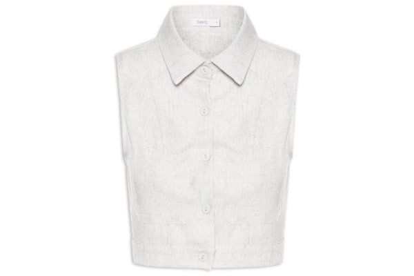 Camisa Feminina Cropped Sem Manga - Cinza