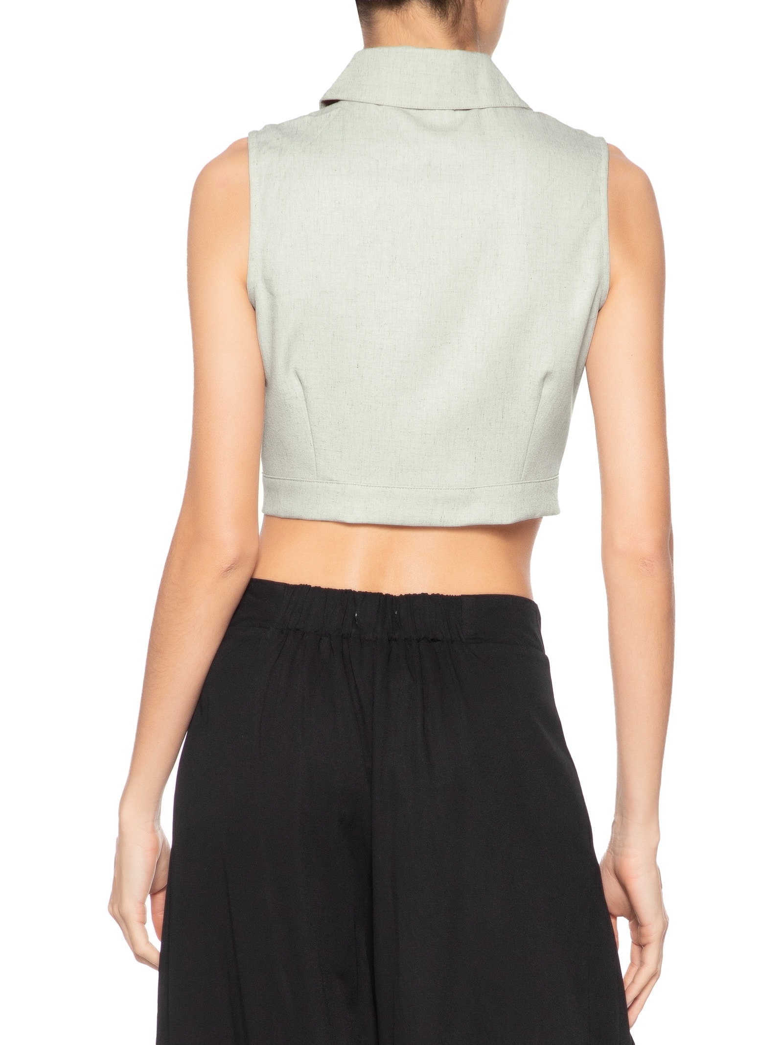 Camisa Feminina Cropped Sem Manga Verde Basiq