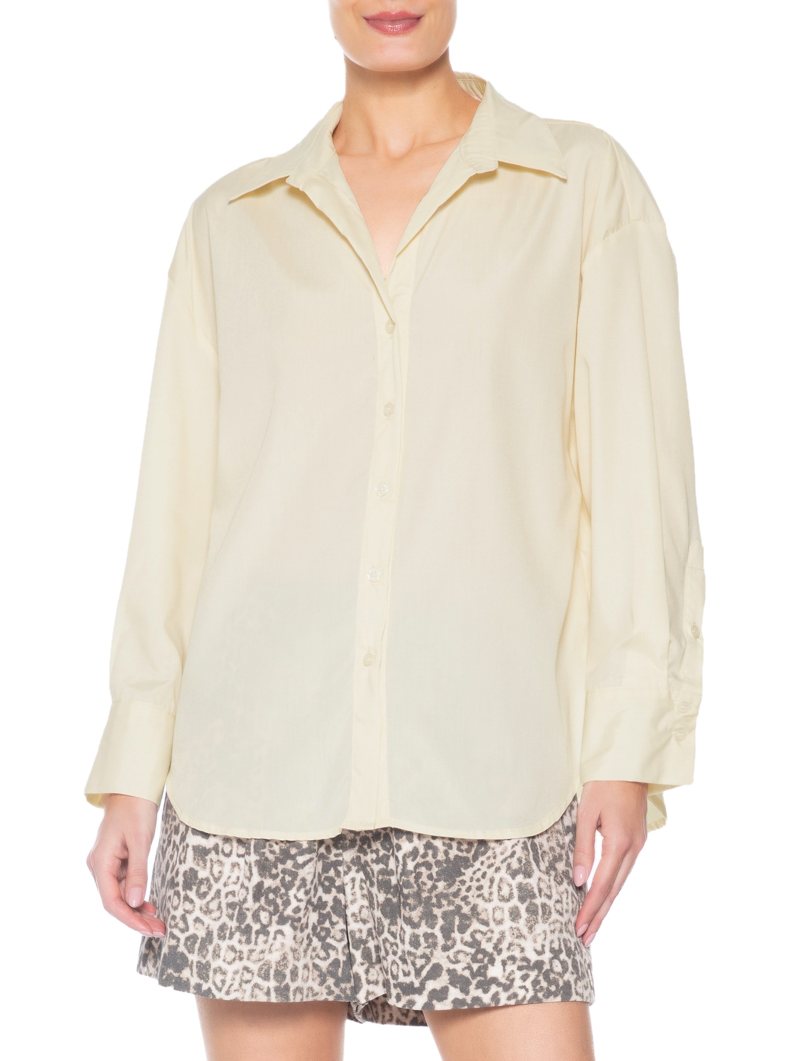 Camisa Feminina De Alfaiataria Amarelo Market 33