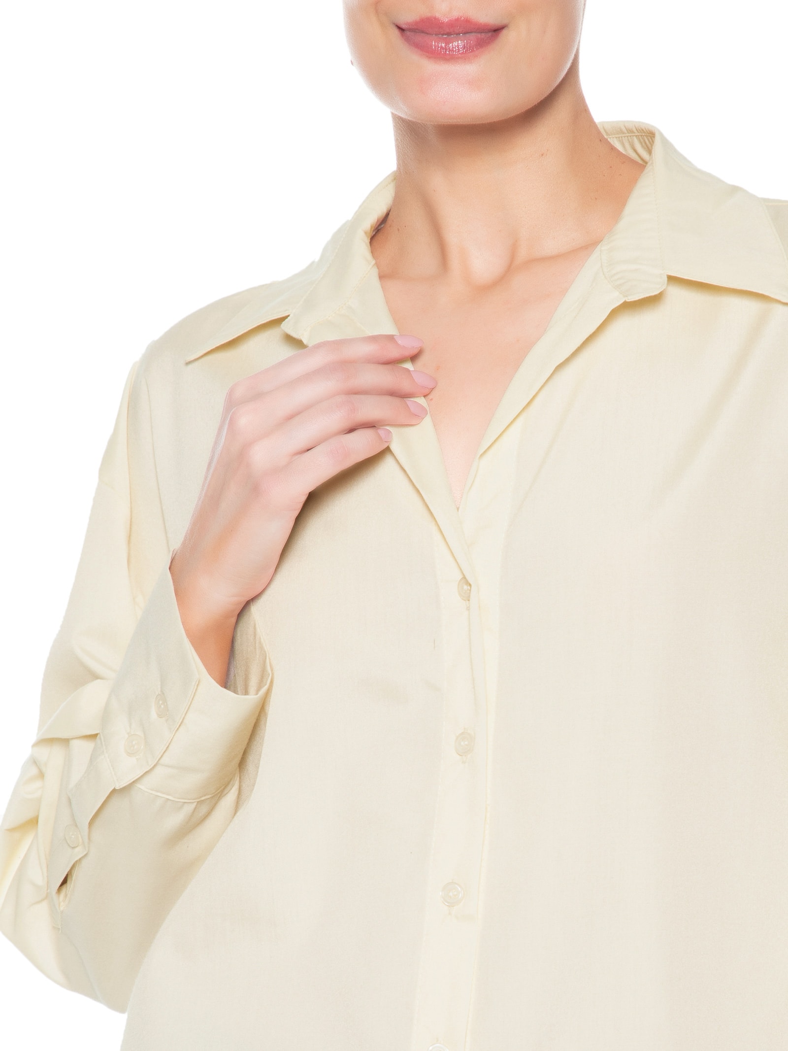 Camisa Feminina De Alfaiataria Amarelo Market 33