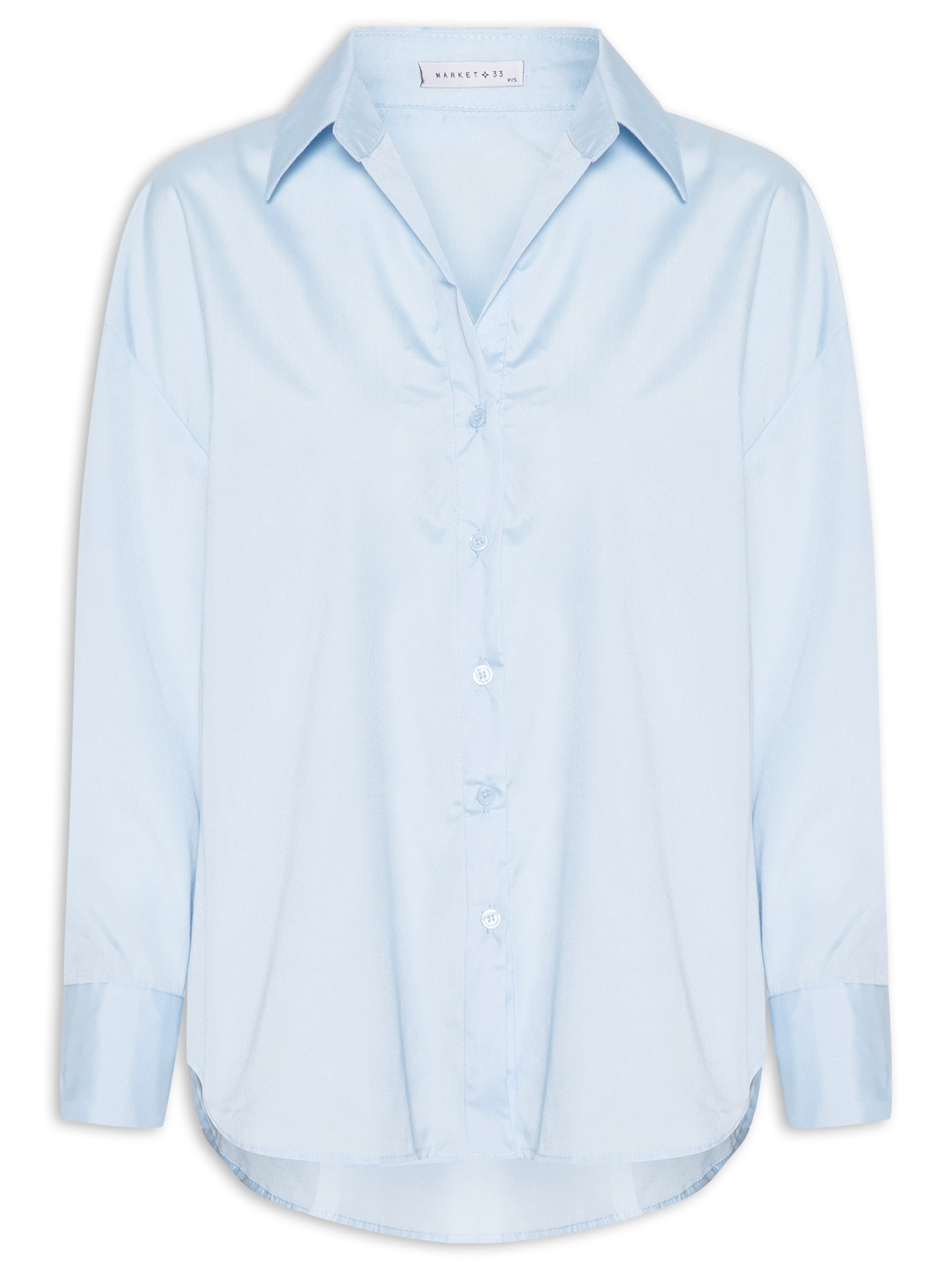 Camisa Feminina De Alfaiataria Azul Market 33