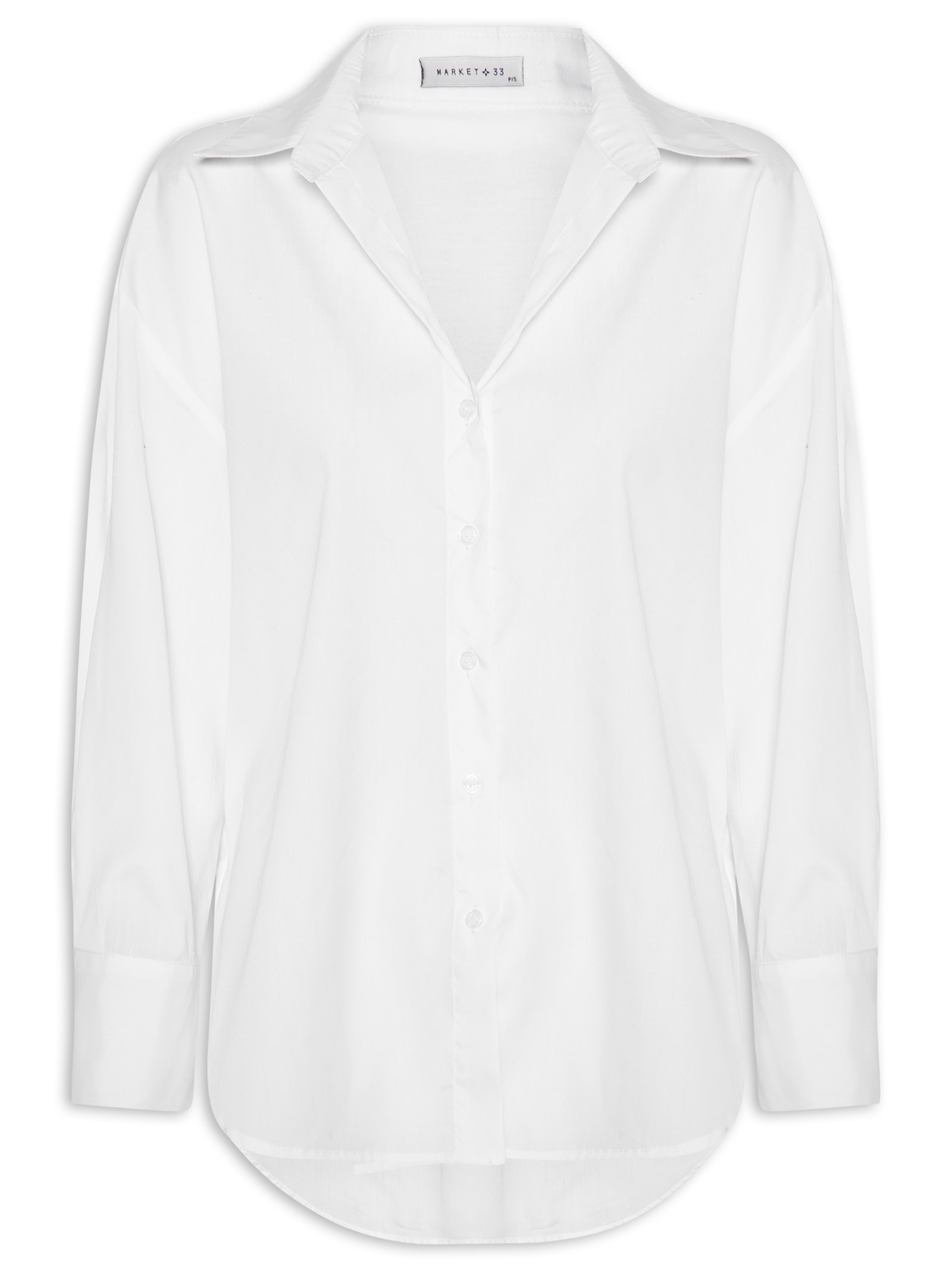 Camisa Feminina De Alfaiataria Branco Market 33