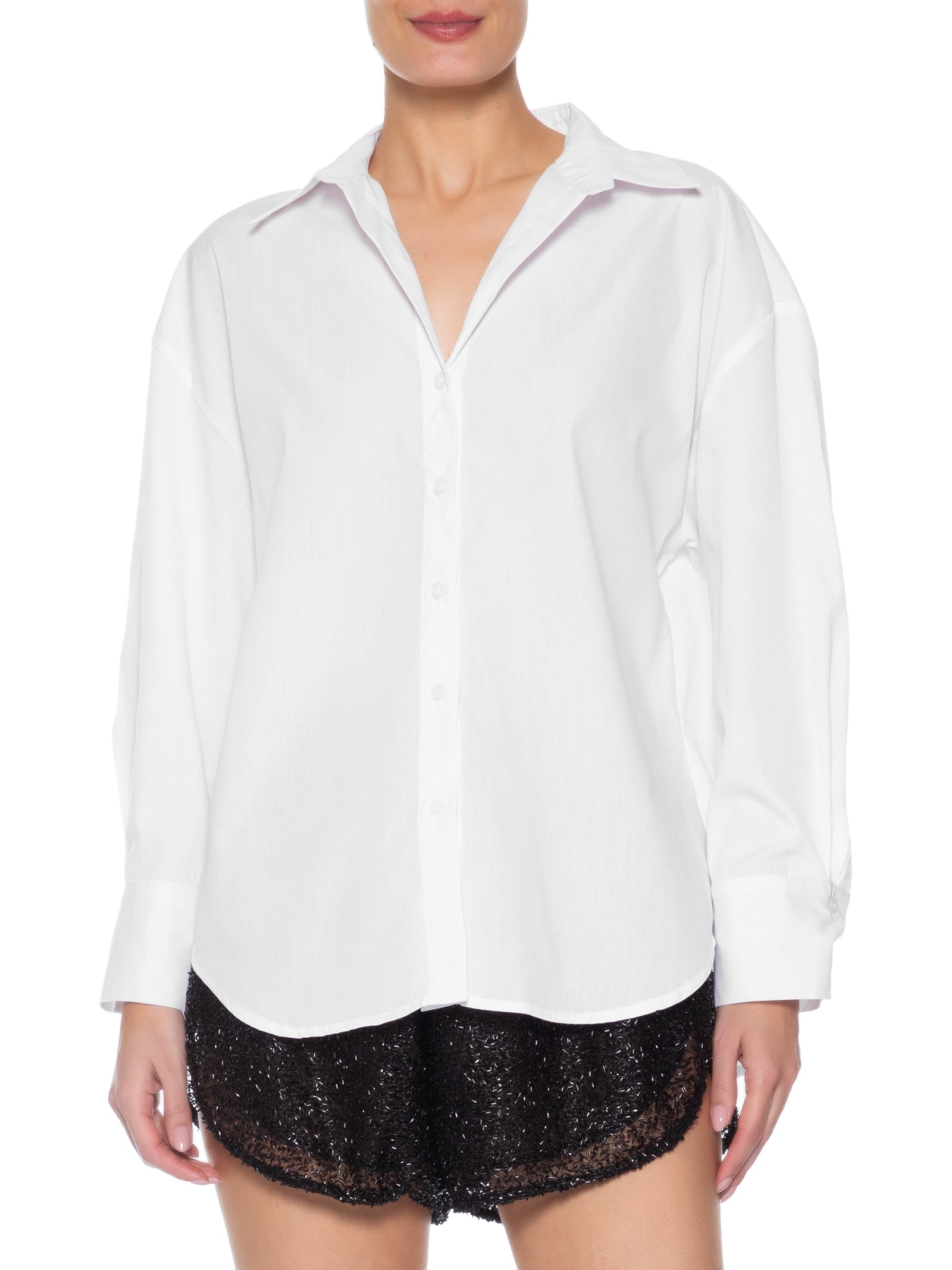 Camisa Feminina De Alfaiataria Branco Market 33
