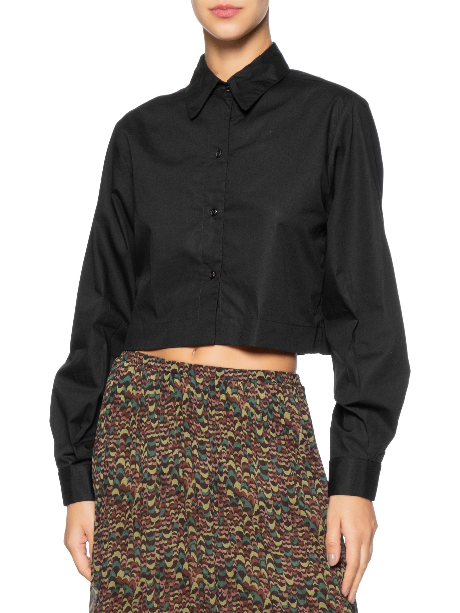 Camisa Feminina De Algodão Cropped Preto Animale