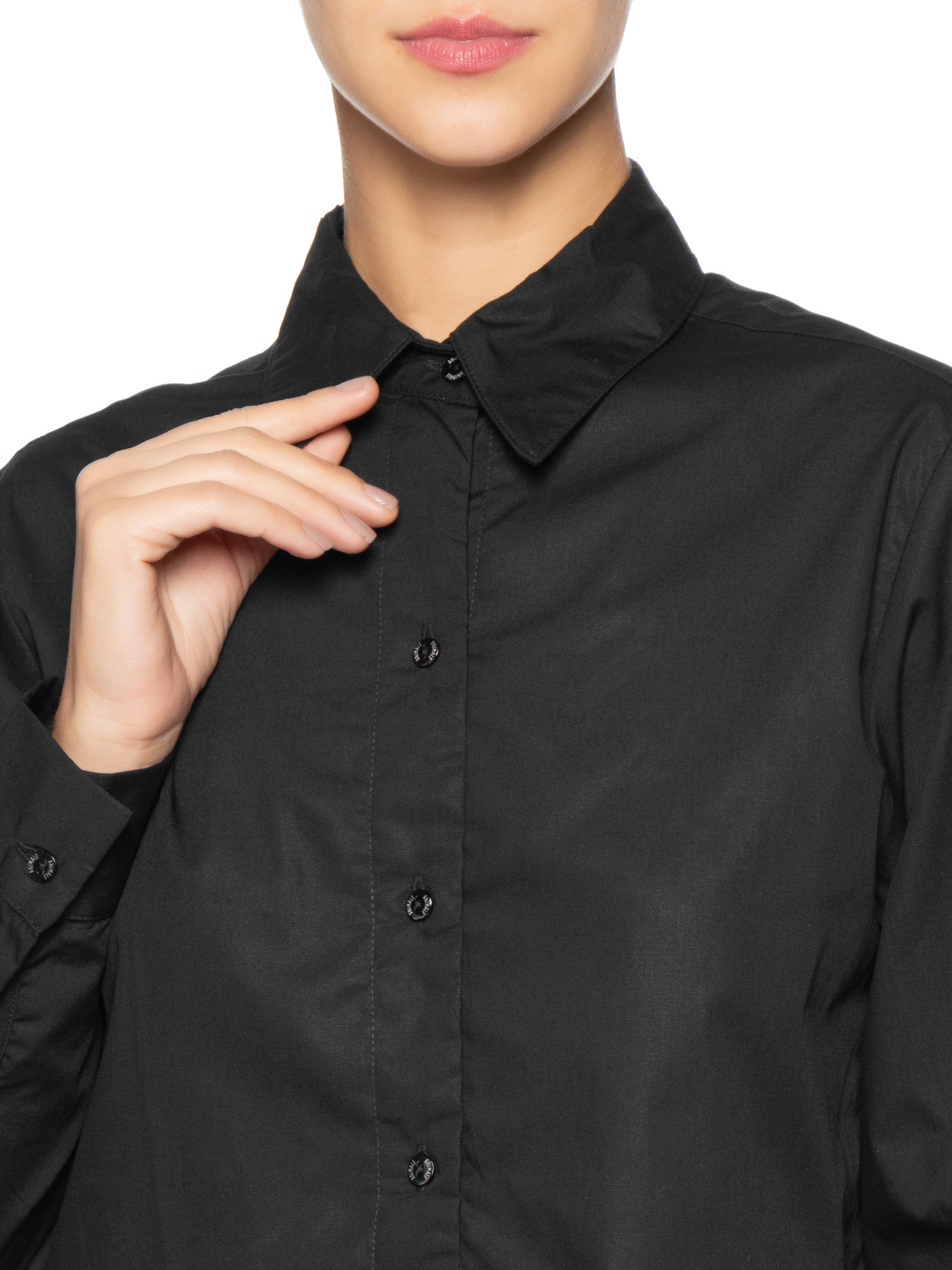 Camisa Feminina De Algodão Cropped Preto Animale