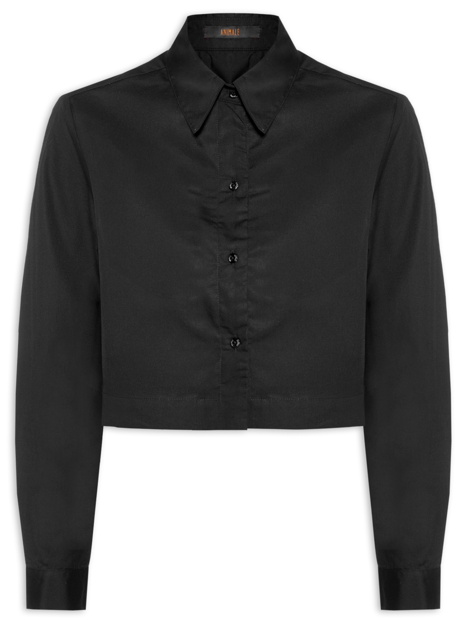 Camisa Feminina De Algodão Cropped Preto Animale